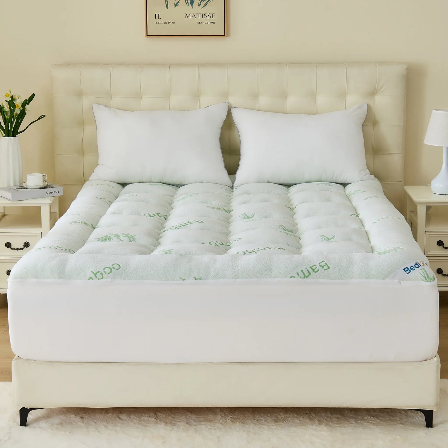 🌈 Bamboo Cooling Mattress Topper Back Pain Relieve