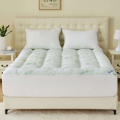 🌈 Bamboo Cooling Mattress Topper Back Pain Relieve