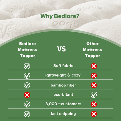 🌈 Bamboo Cooling Mattress Topper Back Pain Relieve