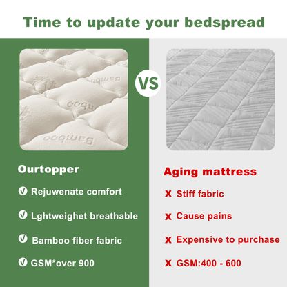 🌈 Bamboo Cooling Mattress Topper Back Pain Relieve