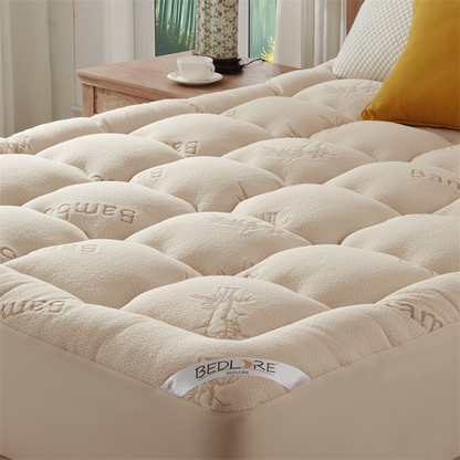 🌈 Bamboo Cooling Mattress Topper Back Pain Relieve