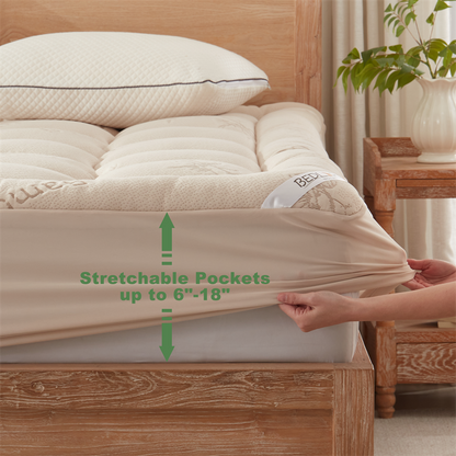 🌈 Bamboo Cooling Mattress Topper Back Pain Relieve